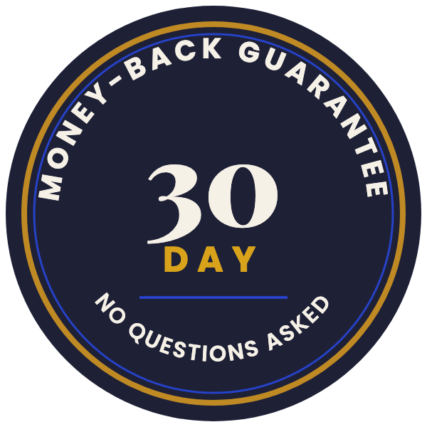 30-day money-back guarantee, no questions asked
